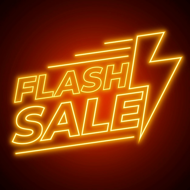 Free Vector yellow neon flash sale sign