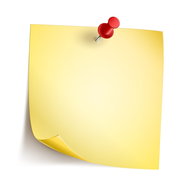 Yellow note paper with red pin