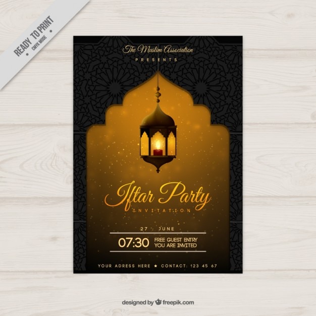 Yellow ramadan party poster