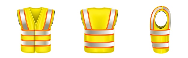 Free Vector yellow safety vest with reflective stripes uniform for construction works