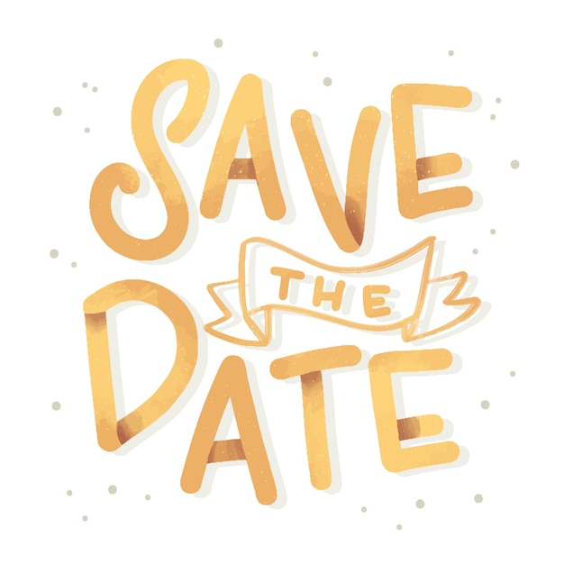 Yellow save the date lettering