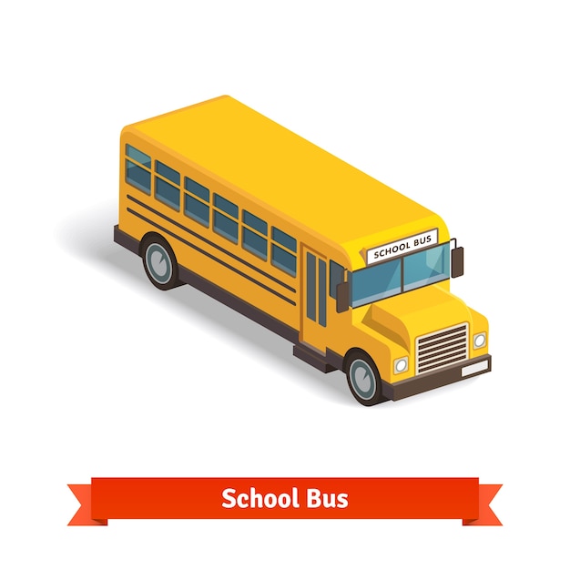 Free Vector yellow school bus in isometric 3d