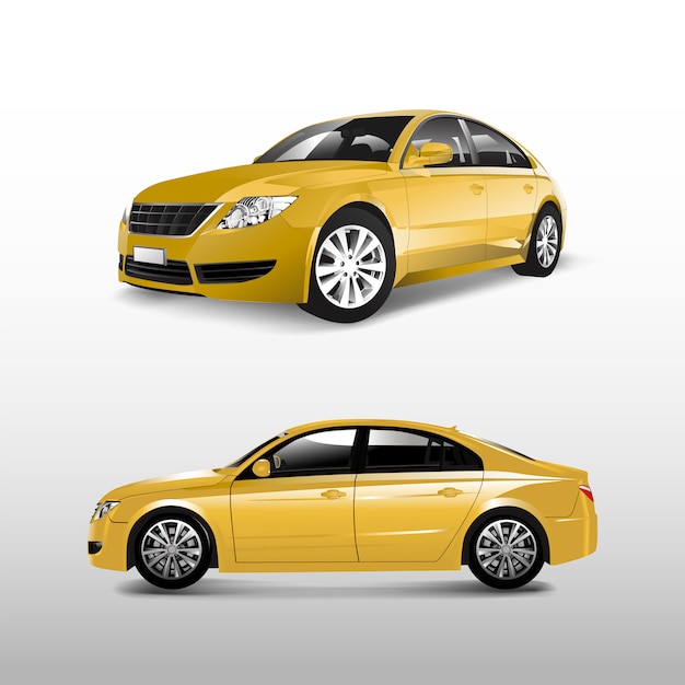 Free Vector yellow sedan car isolated on white vector