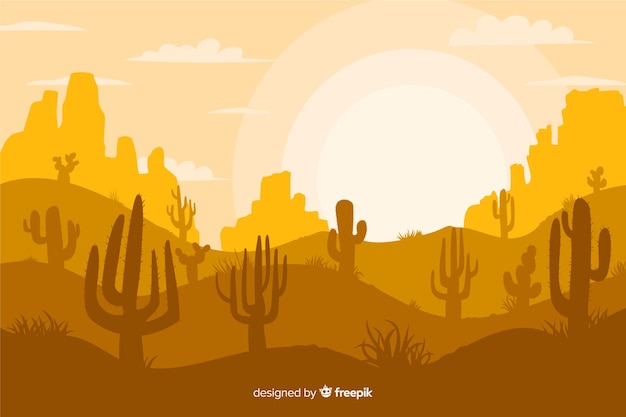 Free vector yellow shades background with silhouettes of cacti