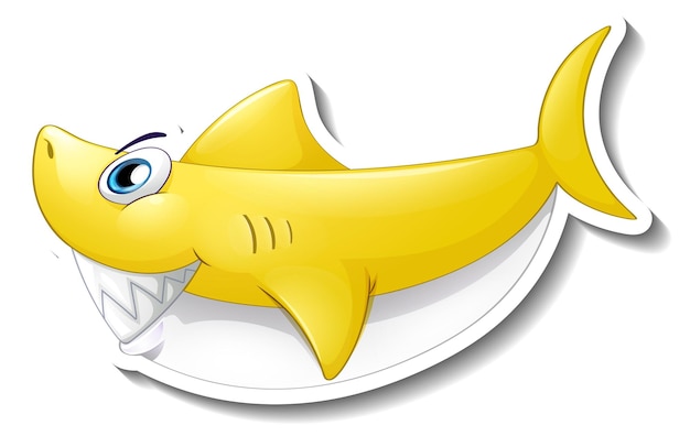 Free vector yellow shark cartoon sticker