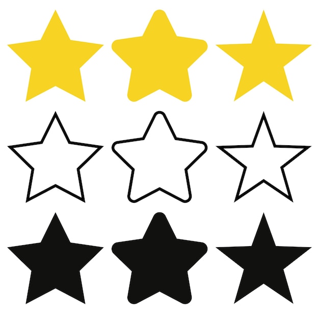 Yellow Stars in Flat Outline And Glyph