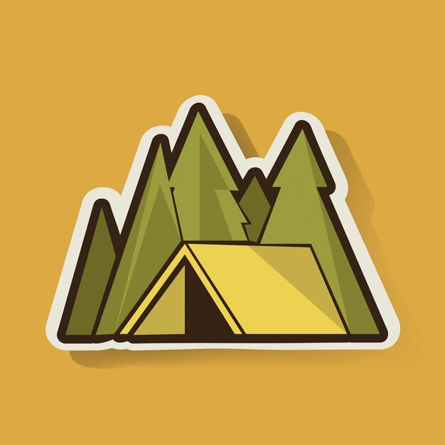 Yellow Tent with Pine Trees Camping 