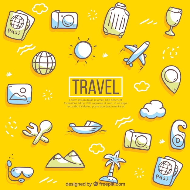 Yellow travel elements background