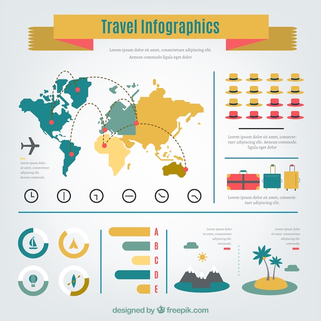 Free Vector yellow travel infographics