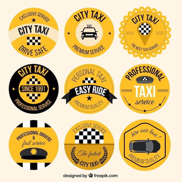 Free Vector yellow vintage taxi badges