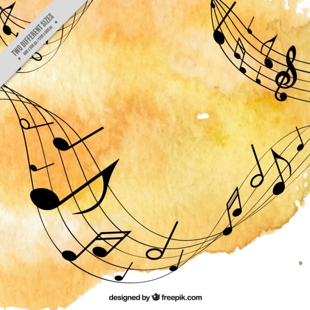 Yellow watercolor music background