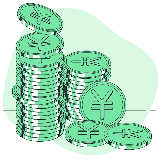 Free Vector yen coins concept illustration