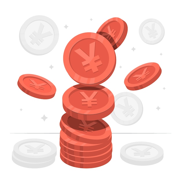 Free vector yen coins concept illustration