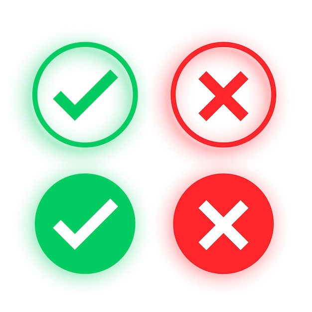 Free vector yes or no check mark cross symbol design