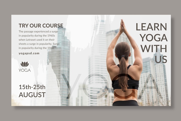 Free vector yoga banner template with photo