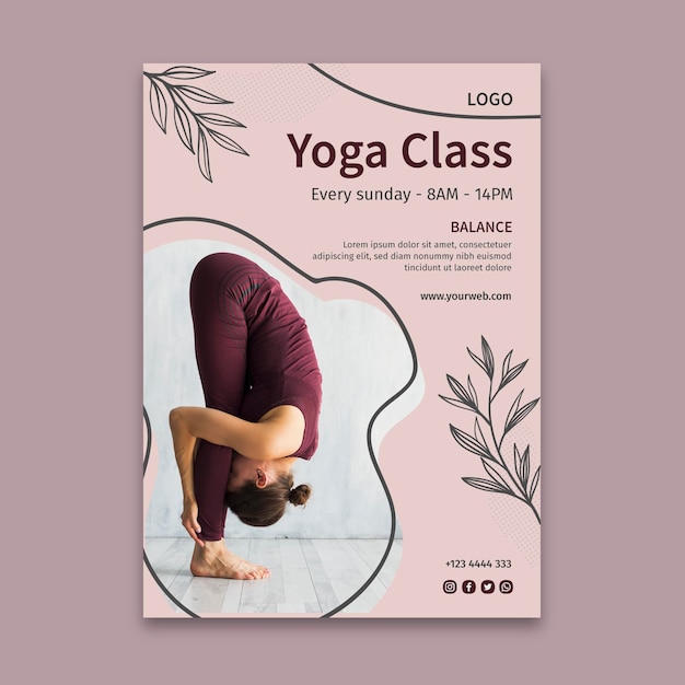 Free vector yoga class poster template