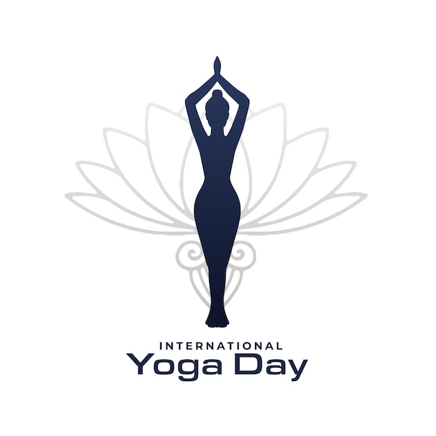 Yoga day background with lotus flower in line style