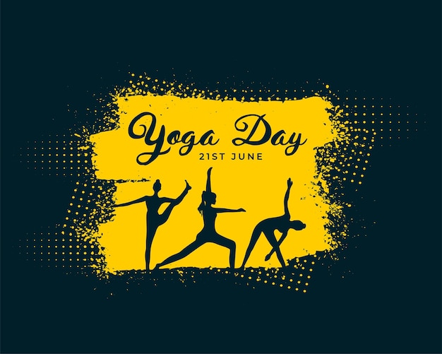 Free Vector yoga day poster design with different poses