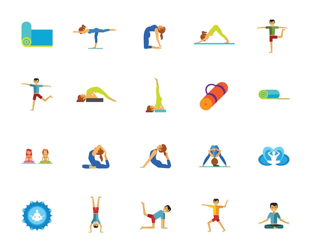 Yoga and fitness icon set