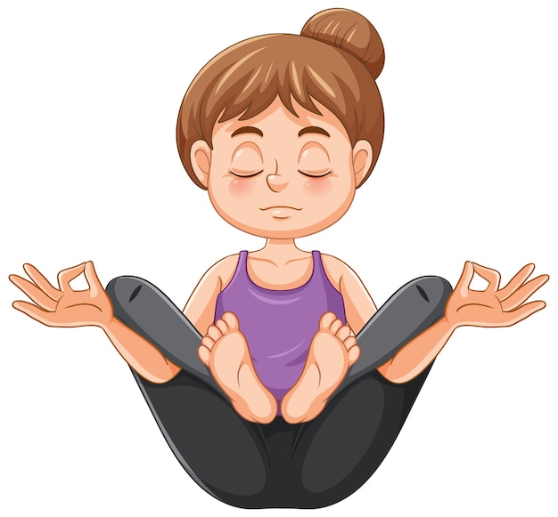 Free vector yoga flower pose cartoon character