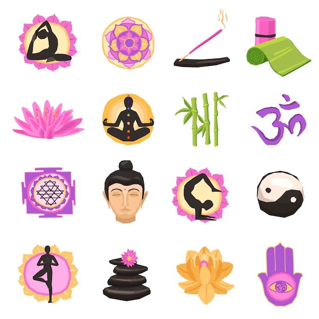 Free Vector yoga icons set