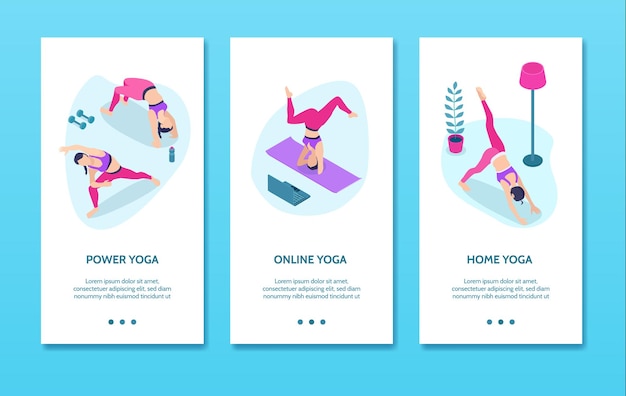 Free Vector yoga isometric vertical banners