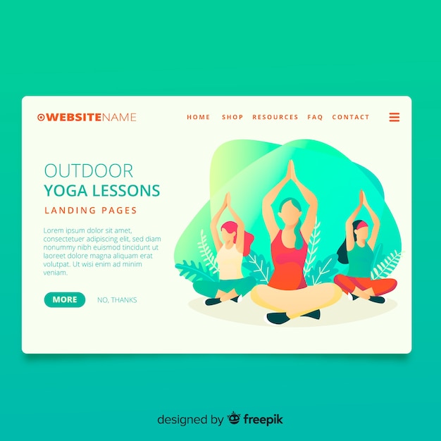 Yoga lessons landing page