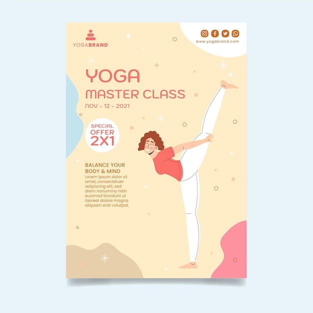 Yoga master class vertical flyer template