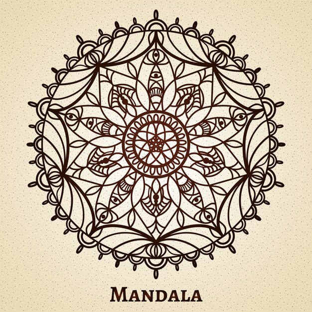 Yoga meditation mandala ornament. Design sacred symbol, buddhism and flower decoration