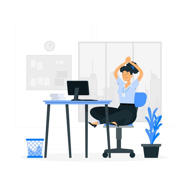 Yoga at the office concept illustration