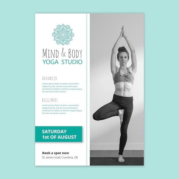 Yoga poster template with photo