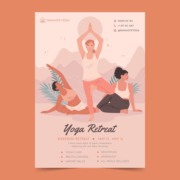 Yoga retreat poster template