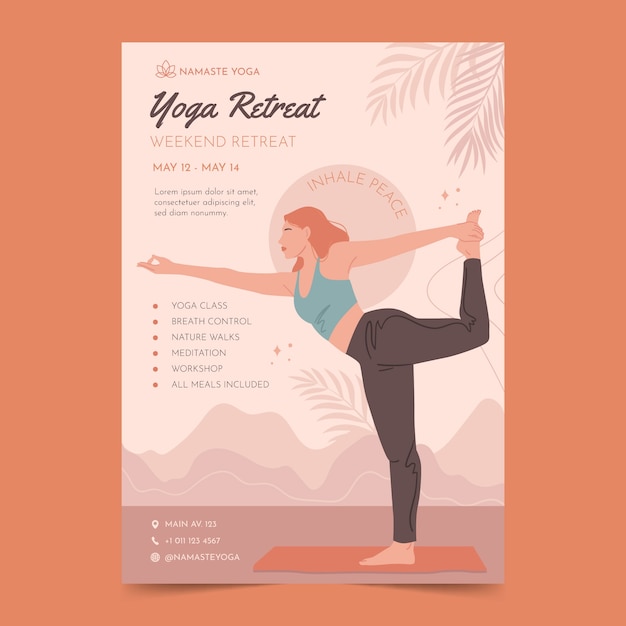 Yoga retreat poster template