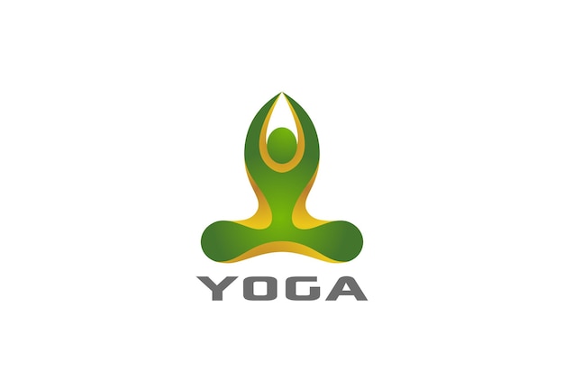 Free Vector yoga sitting lotus pose logo.