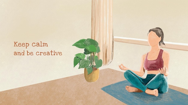 Free Vector yoga template with quote, keep calm and be creative