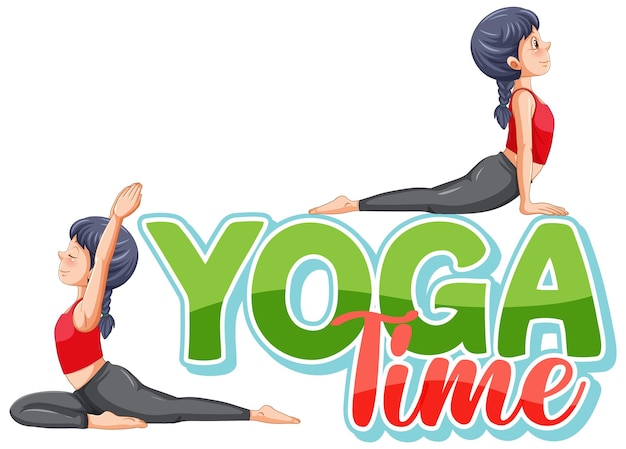 Free vector yoga time text with women practicing yoga