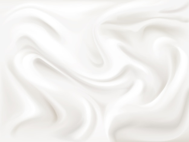 Free Vector yogurt, cream or silk texture illustration of 3d liquid white paint wavy flow pattern 