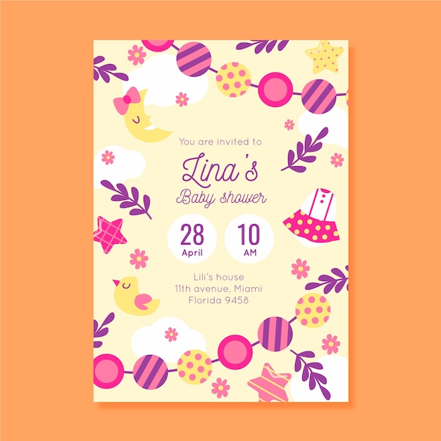 You are invited to baby shower for girl with candies