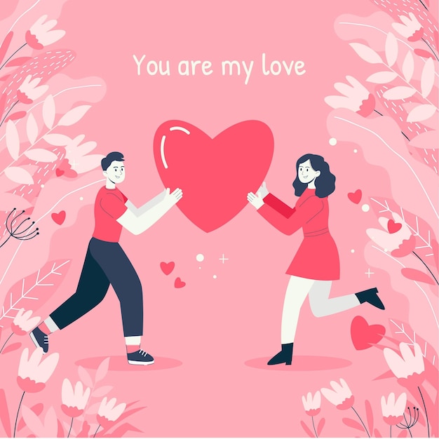 You are my love flat illustration