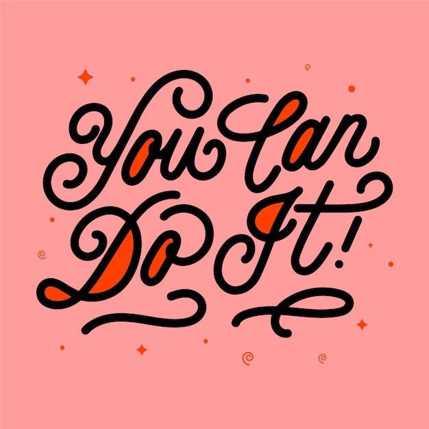 Free Vector you can do it lettering design illustration