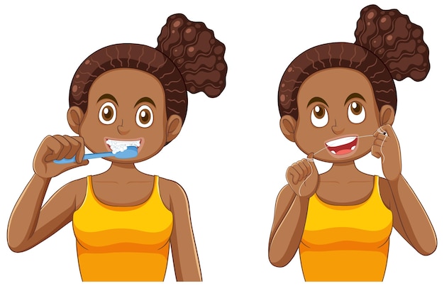 Free vector young african american girl with dental care