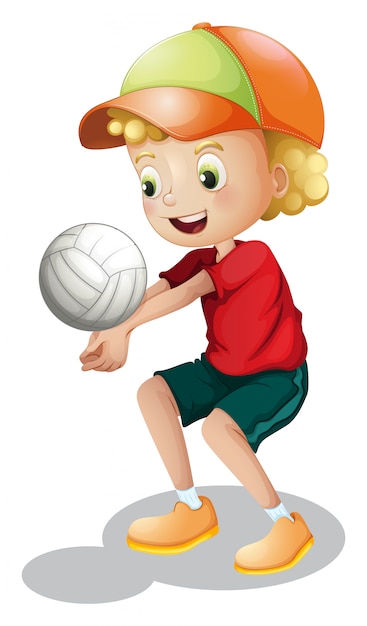 Free Vector a young boy playing volleyball