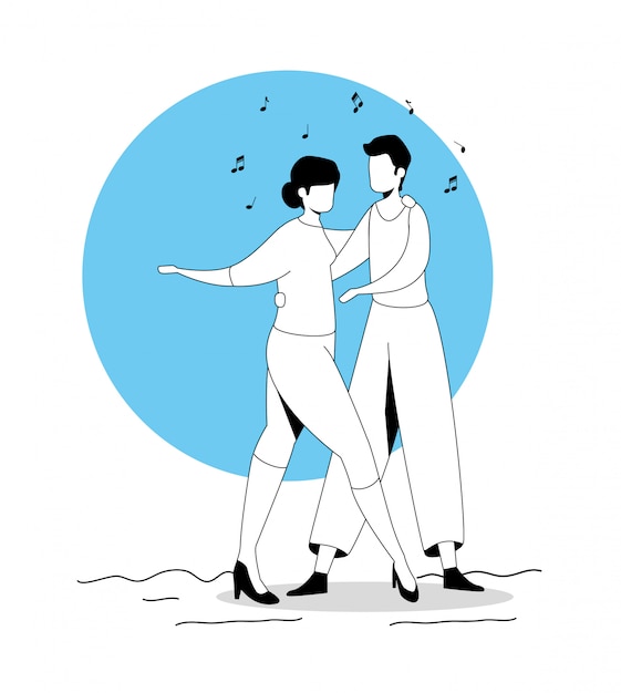 Free Vector young couple dancing avatar character icon