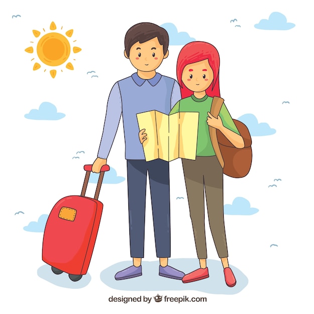 Young couple traveling