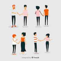 Free vector young couples walking together