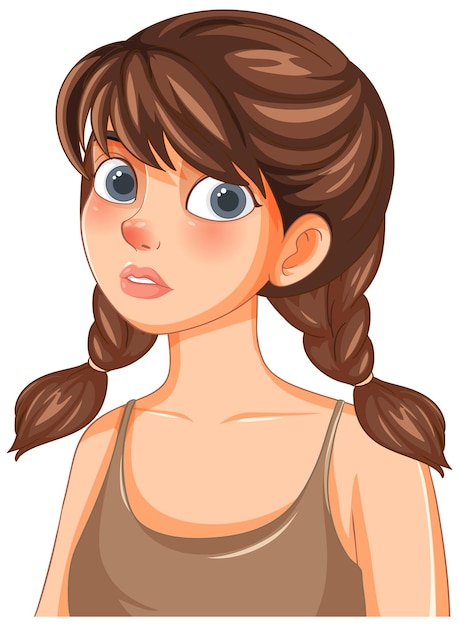 Free vector young girl with braided hair