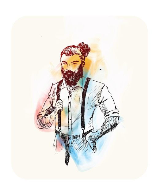 Free Vector young hispanic man design character sketch vector illustration