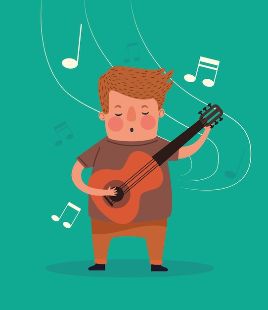 Free Vector young man playing guitar