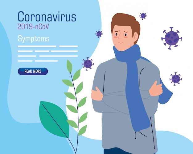 Young man sick of coronavirus 2019 ncov