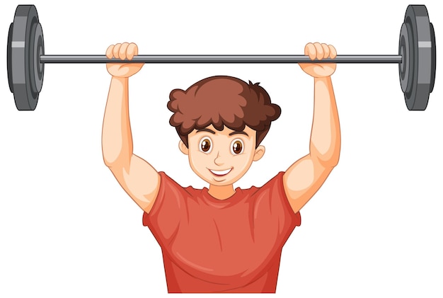 A young man with muscles weight training